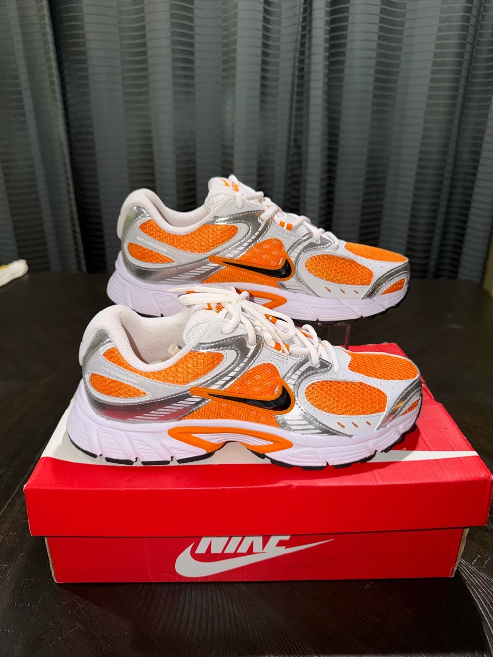 Nike Orange, White and Silver Running Sneakers